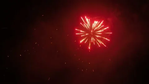 Fireworks on black background 4K Stock-Footage 87451002