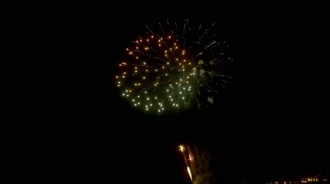 Fireworks in black background in 4k UHD Video stock 53003602