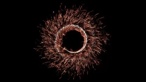 Fireworks. Black background. Circle of light. Colored sparks. 動画素材 247364995