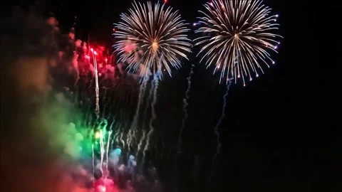 Fireworks on black background. Colourful fireworks Stock Footage 287865053
