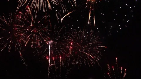Fireworks on black background Stock Footage 82111810