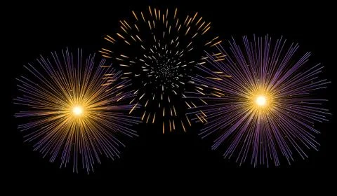 Fireworks On Black Background Stock Illustration