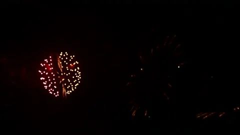 Fireworks on black night sky Video stock 221304965