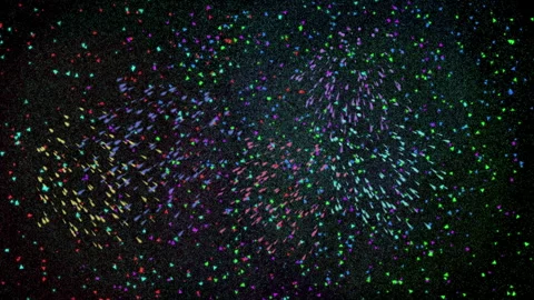 Fireworks on black sky background Stock Footage 257845975