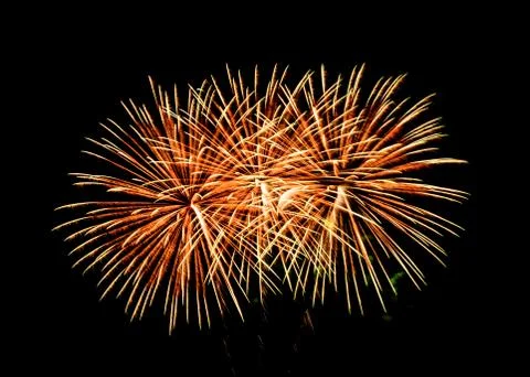 Fireworks on black sky background Stock Photos