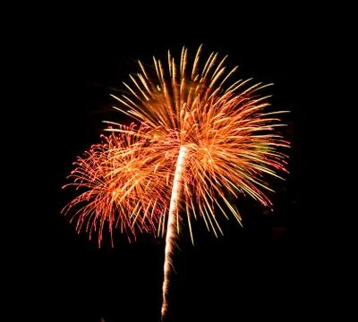 Fireworks on black sky background Stock Photos