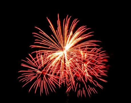 Fireworks on black sky background Stock Photos
