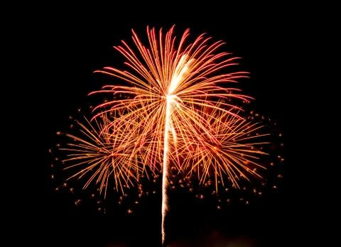 Fireworks on black sky background Stock Photos