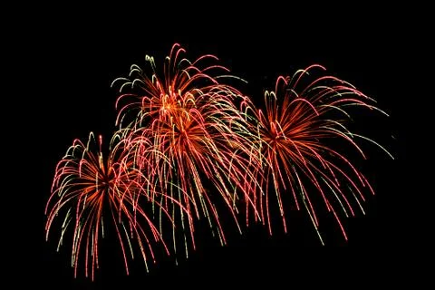 Fireworks on black sky background Stock Photos