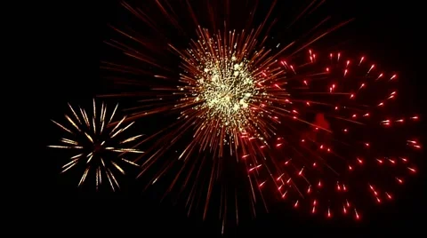 Fireworks on black sky Stock Footage 42872427