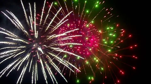 Fireworks on black sky Stock Footage 42872431