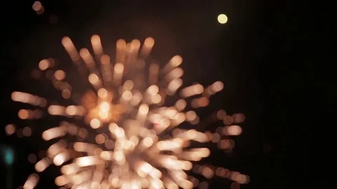 Fireworks blurs of light in this stylized shot set out of focus Stock Footage 72015478