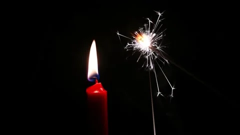 Fireworks burning in dark space Stock Footage 168389087