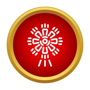 Fireworks burst icon in red gold circle Stock Illustration