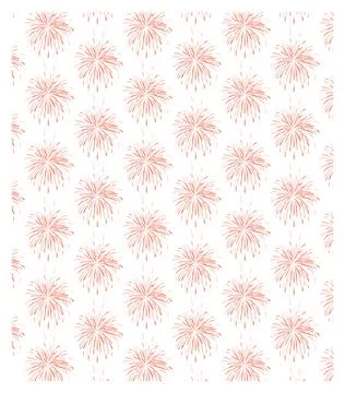 Fireworks Burst Seamless Pattern Line Art Stock Illustration