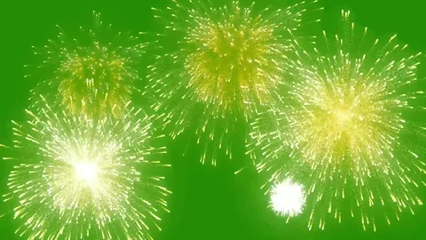 Fireworks bursting brightly on green screen background Stock Footage 320867628