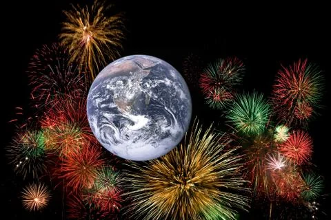 Fireworks celebrating earth Stock Illustration