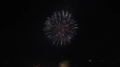 Fireworks celebrating over sky at night Stock Footage 307832796