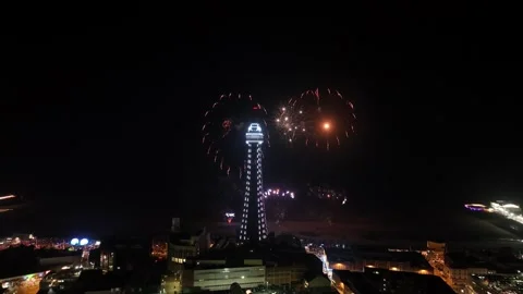 Fireworks Celebration in Blackpool Stock Footage 286894076