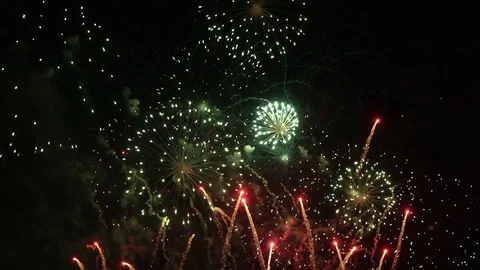 Fireworks celebration at night Stock Footage 82113616