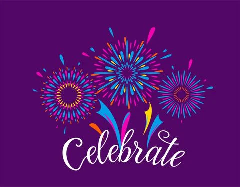Fireworks celebration vector background. Winner, victory poster, banner concept Stock Illustration
