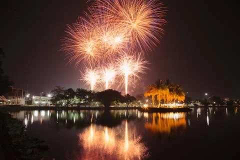 Fireworks Chanthaburi. Stock Photos