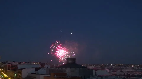 Fireworks in city Stock Footage 56145400