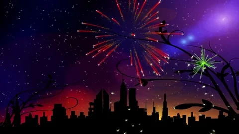 Fireworks city Stock-Footage 69243889