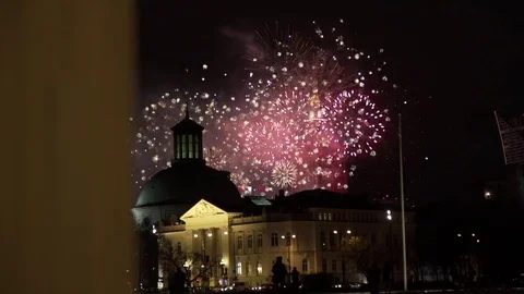 Fireworks in the city Stock Footage 72256247