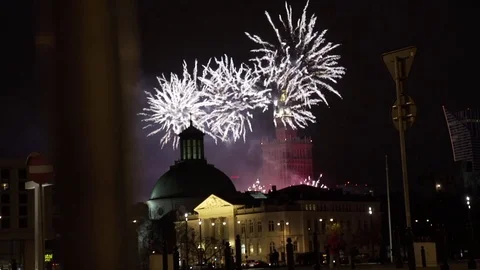 Fireworks in the city Stock Footage 72256581