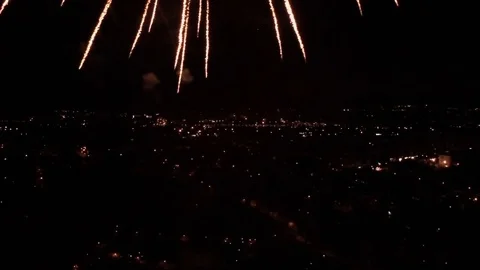 Fireworks in a city Video stock 73618846