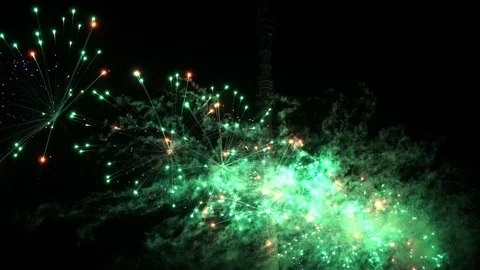 Fireworks in the city Stock Footage