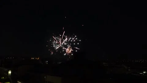 Fireworks in the city Stock Footage 277933459