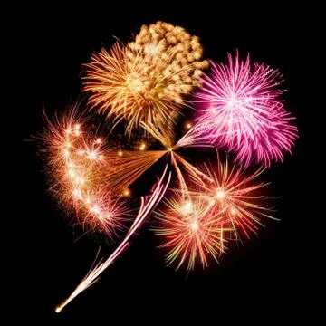 Fireworks in clover leaf shape Stock Photos