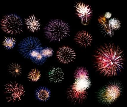 Fireworks collage Stock Photos