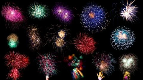 Fireworks collection Stock Photos