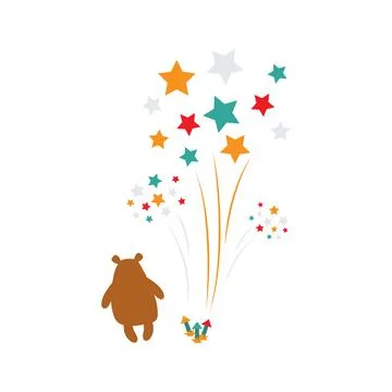 Fireworks, colorful minimalistic. Design elements for flyers, posters, gift c Stock Illustration