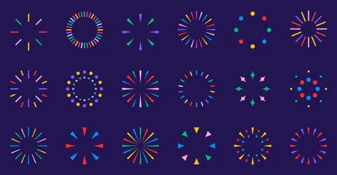 Fireworks colorful vector set Stock Illustration