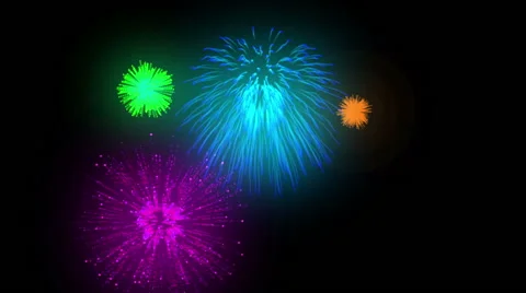 Fireworks combination on black background Stock Footage 68747756