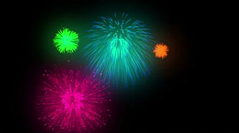 Fireworks combination on black background Stock Footage 68818784