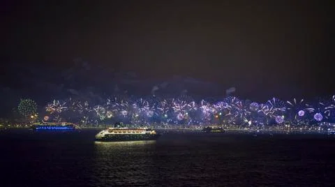 Fireworks in Copacabana Stock Photos
