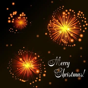 Fireworks On Dark Background Stock Illustration