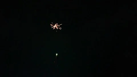 Fireworks on dark night sky background Stock Footage 146269897