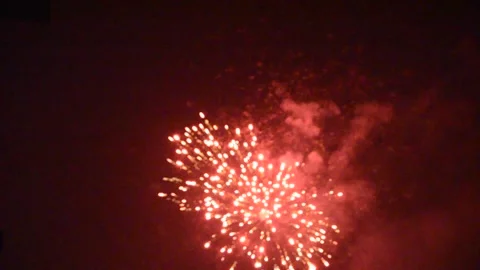 Fireworks in dark sky Stock Footage 141526576