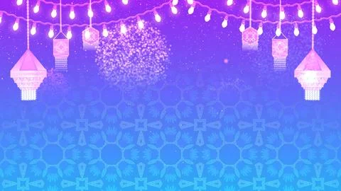 Fireworks, decorative elements, lights on blue Neon colour background Stock Illustration