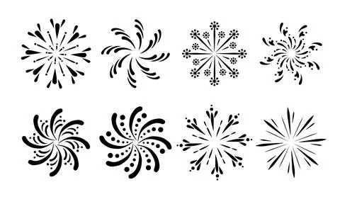 Fireworks design set, fire cracker blast vector Stock Illustration