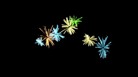 Fireworks - different colors, black background - separate alpha channel Vidéo 301403788