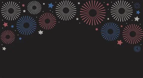 Fireworks display against a dark background above イラスト素材