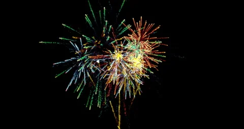 Fireworks Display On Black Background Stock Footage 261720627