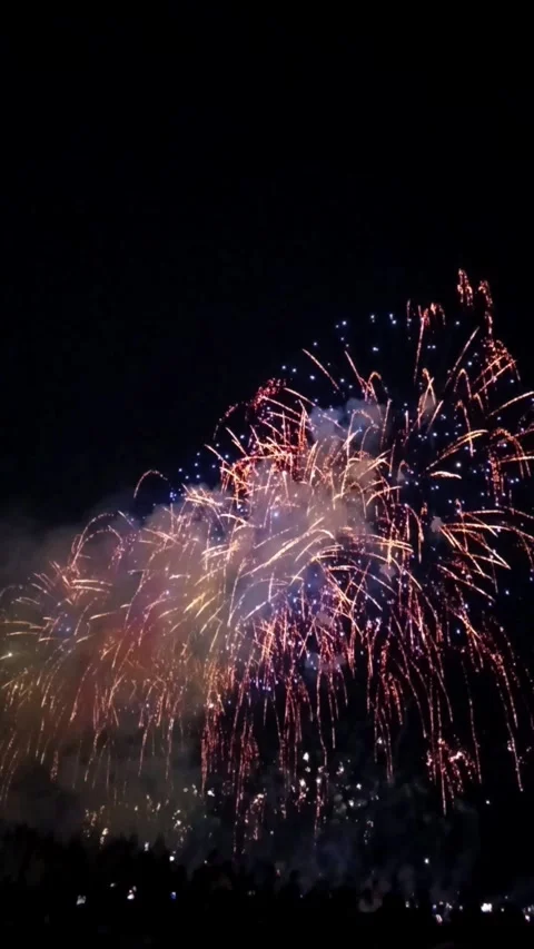 Fireworks display with crowd at 22 July Stock Footage 341776231